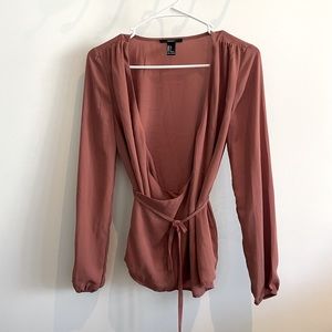 F21 Pink mauve tie wrap top